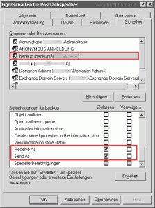 Netzprisma FAQ | Exmerge: Postfach-Sicherung und Berechtigungen